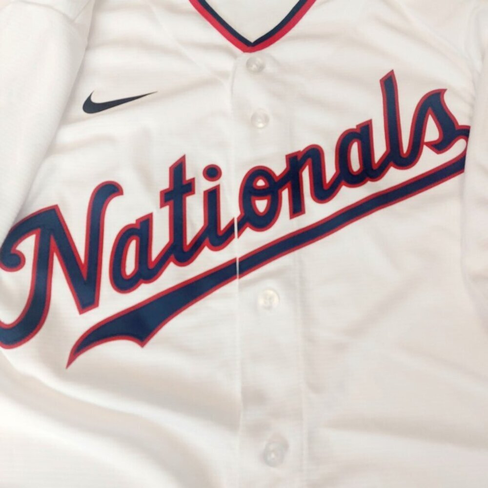 Nike Washington Nationals Mens Size S Full Button Home Jersey White Blank MLB - Picture 2 of 7